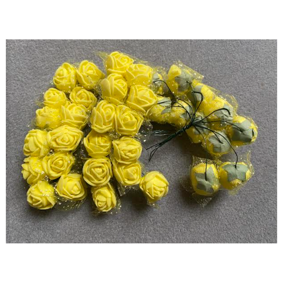 G-DK108  Dirbtinės gėlytės, apie 2cm, 12nt., GELTONA
