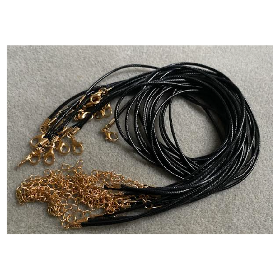 V-UZ-807  Virvutė su užsegimu, 44cmx2mm, JUODA