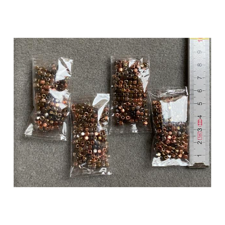 7-MIX-69200  Karoliukai, metalizuoti, 3mm, MIX, apie 200 vnt.