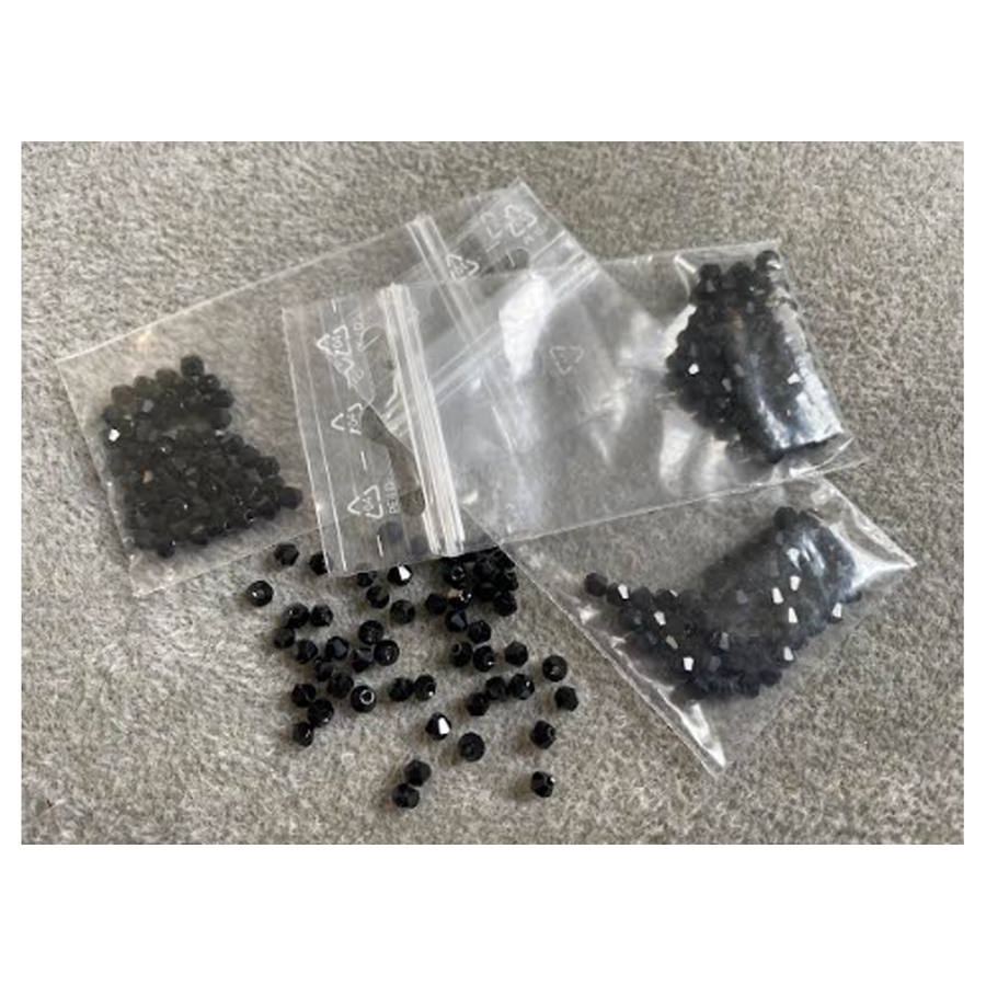 KR-K-333  Kristalo karoliukai,  bikone, 3mm, už 50 vnt., JUODI