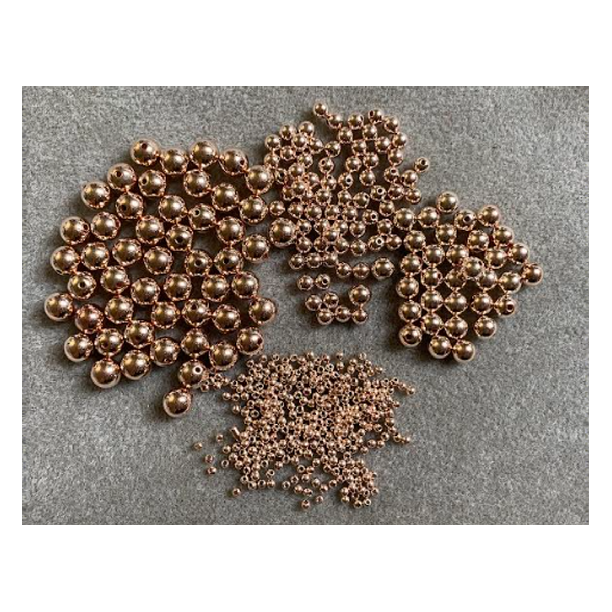 AUK-ROZ1572  Metalizuotas karoliukas, 8mm, už 10vnt.,  švelniai ROŽINIO aukso sp.