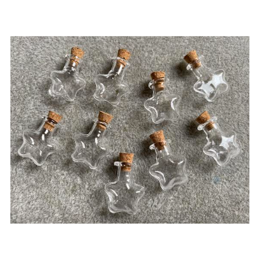 PK-Z702  Pakabukas,stiklinis buteliukas "Žvaigždutė", 3cm, 1 vnt.