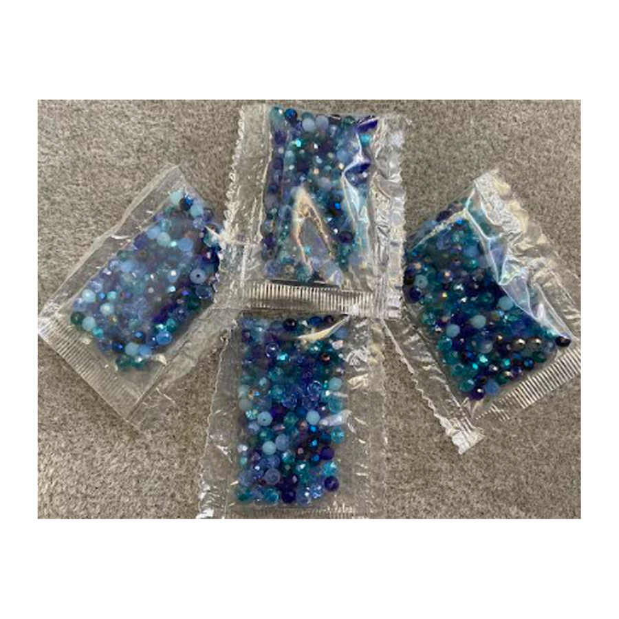 KRO-4114  Kristalo karoliukai, 4x3mm, apie 100 vnt., MĖLYNI  MIX