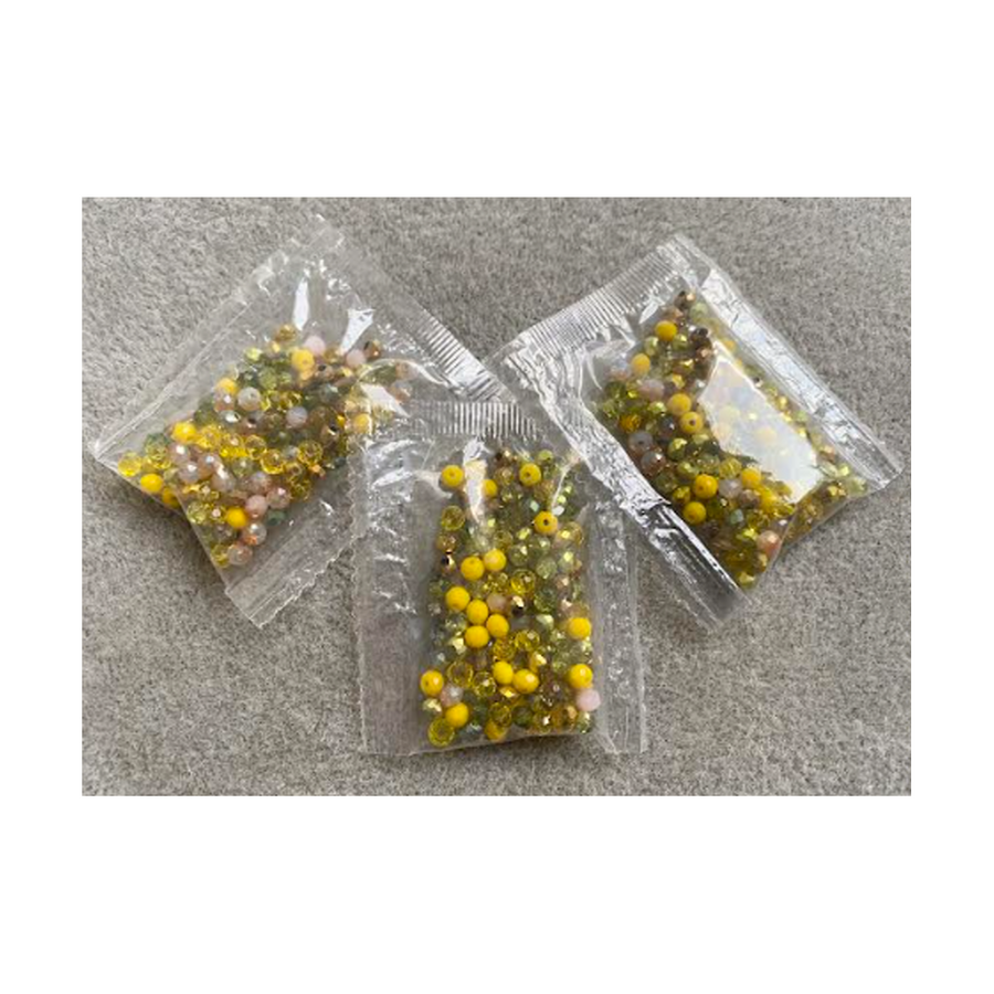 KRO-4113  Kristalo karoliukai,  rondelė, 4x3mm, apie 100 vnt., GELSVI   MIX