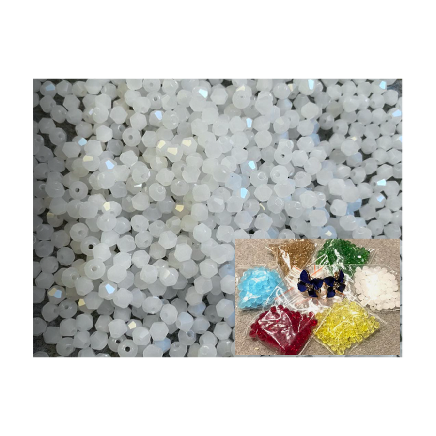 KR-BK4672 Kristalo karoliukai, bikone, 4mm, 100vnt., BALTI