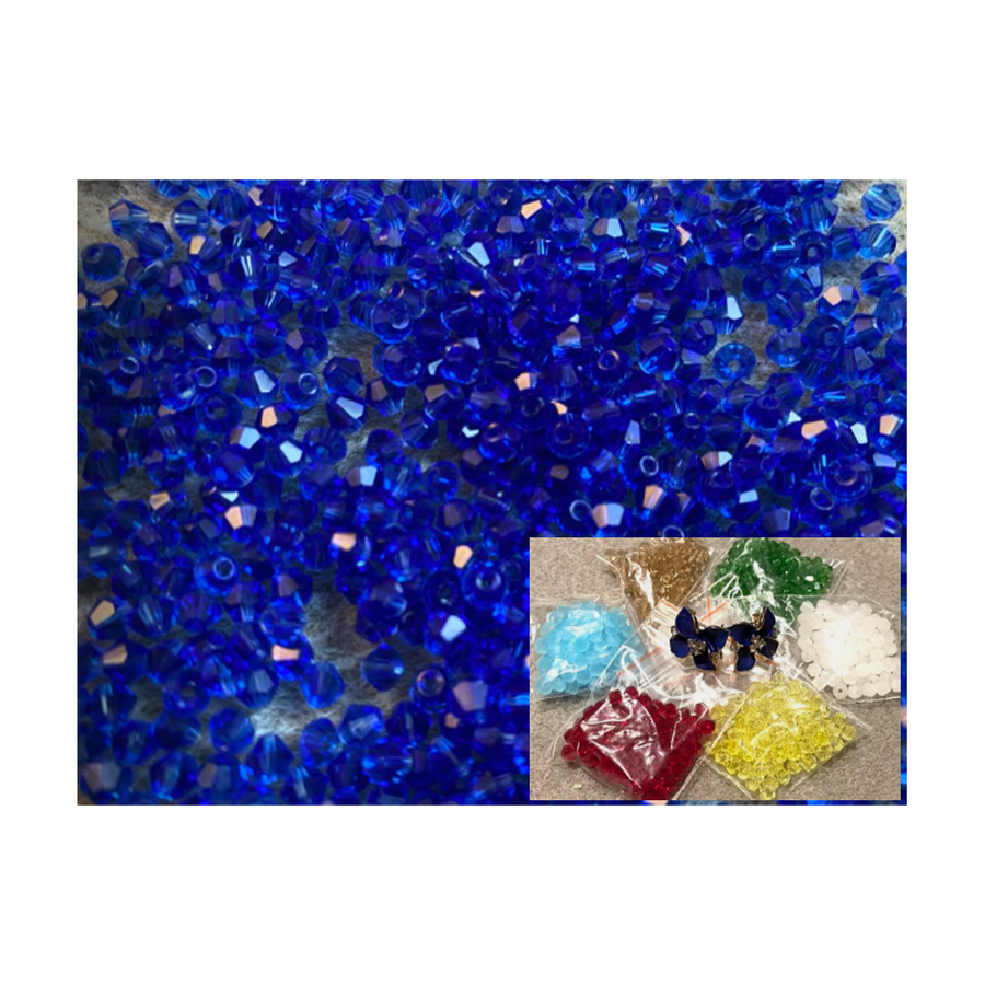 KR-BK4676  Kristalo karoliukai, bikone, 4mm, 100vnt., MĖLYNI