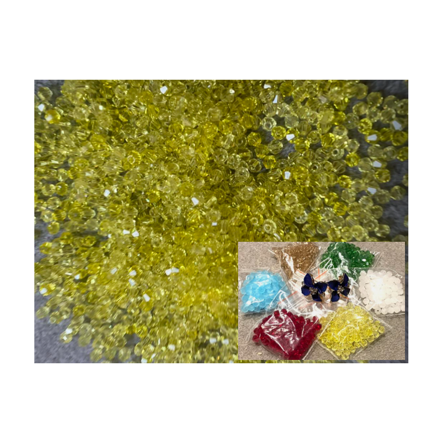 KR-BK4677  Kristalo karoliukai, bikone, 4mm, 100vnt., GELTONI