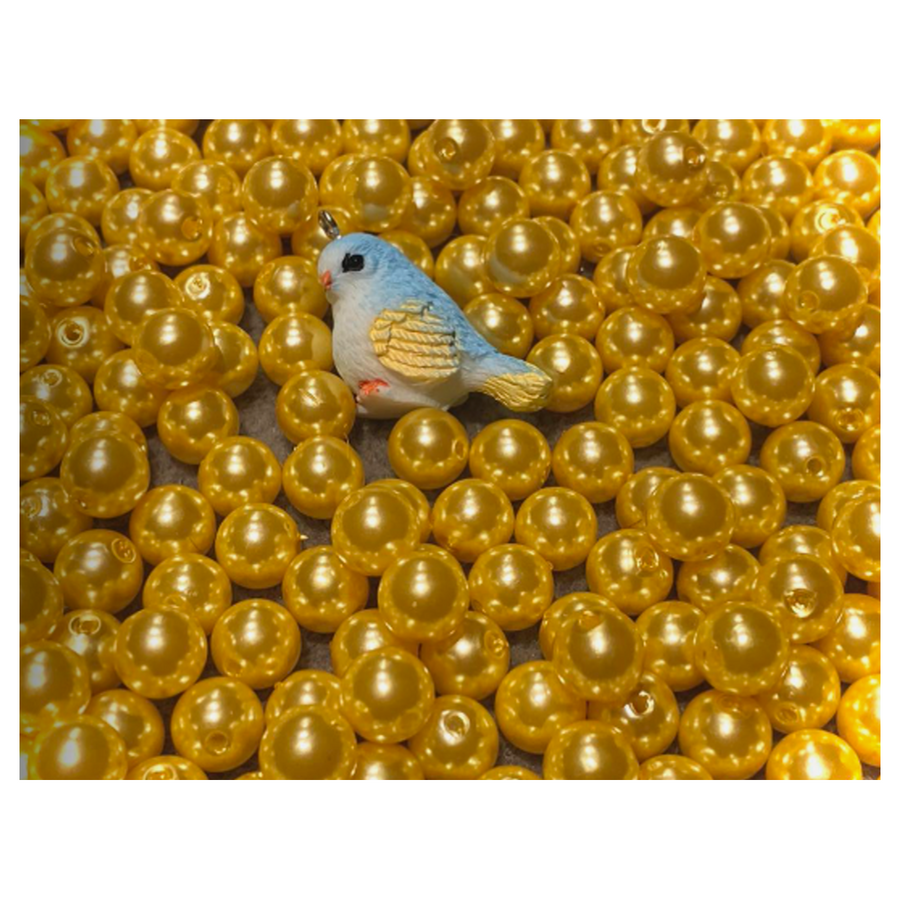 PER-AKR623  Akriliniai perliukai,  GELTONI, 10mm,  1 vnt.