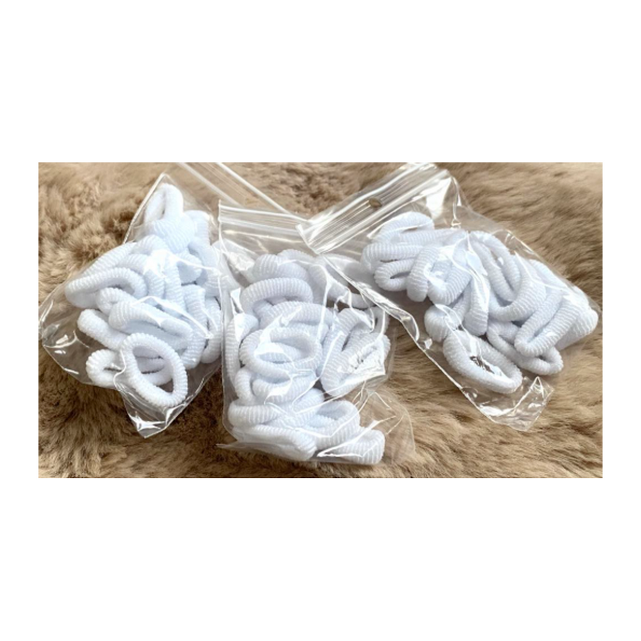 GS-M-1291 Gumytės plaukams , 3cmx5mm, smulkios, 20 vnt., BALTOS