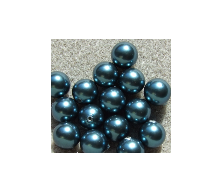 PER-10MM34 Pusiau gręžtas kriauklės perliukas 10mm, mėlynai-žalias