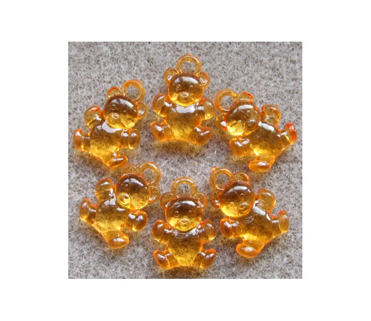 AKR-MSK12 Akrilinis pakabukas meškutis, 20x15mm, Oranžinis