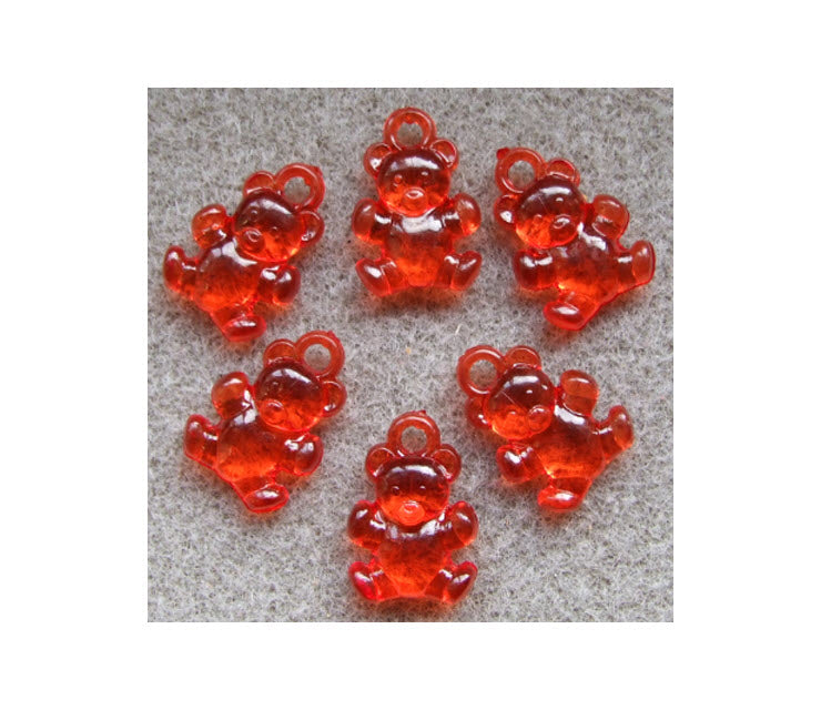 AKR-MSK15 Akrilinis pakabukas meškutis, 20x15mm, RAUDONA