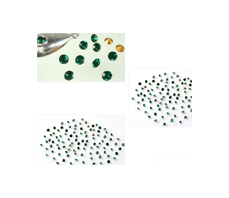 AKUTĖ-RS24 Kristalo akutė(ss6) apie 2mm, emerald žalios sp.,