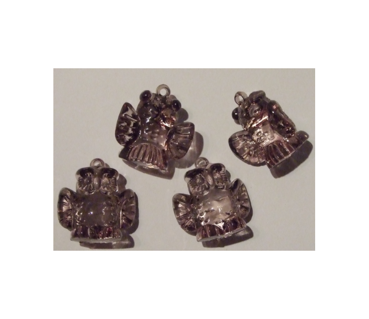 AKR-PKB15 Akrilinis pakabukas "Pelėdukas" 35x30x15mm, skaidriai pilkas