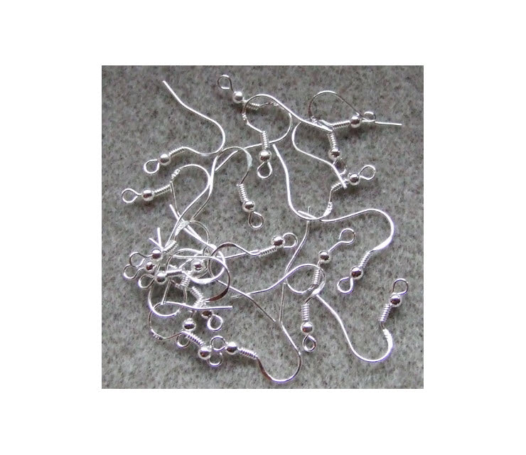 SIDABR-925.331 Kabliukai auskarams su burbuliuku, 17x8mm, už porą