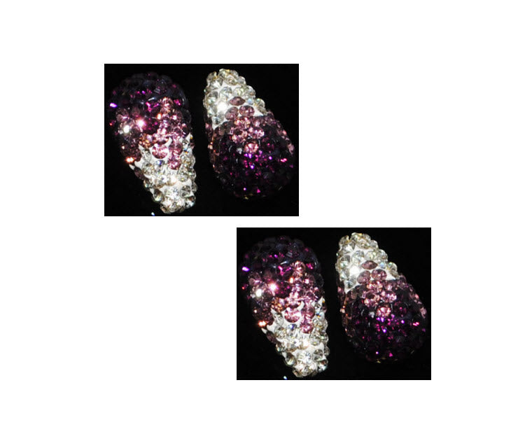 KR-PSK1041 pusiau gręžti kristalo lašeliai, 20x12mm, violet-balta, kaina už 2 vnt.