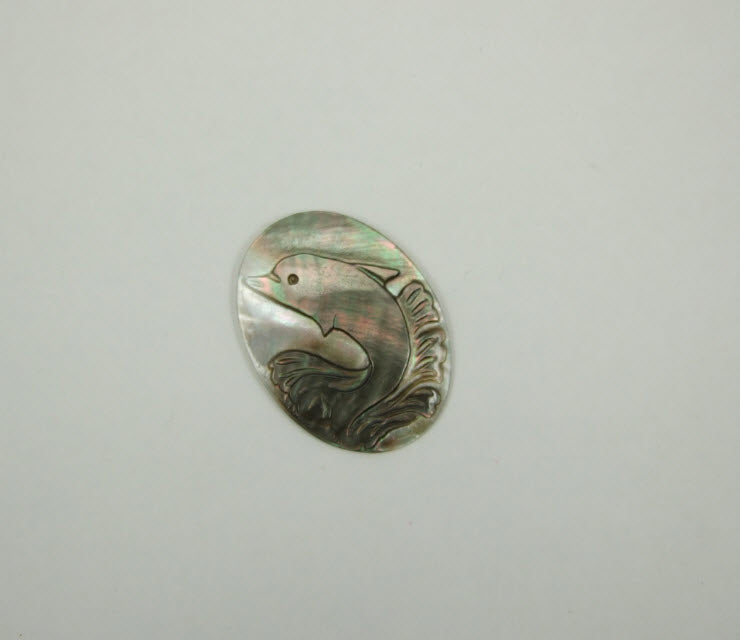 KA-6003 Kamėja, natūralios kriauklės, Delfinas, 40x30mm