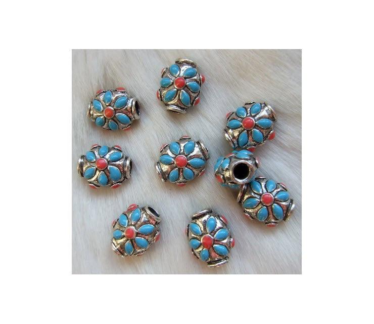 SID-13167 Karoliukas metalinis su emale, 17x14x10mm