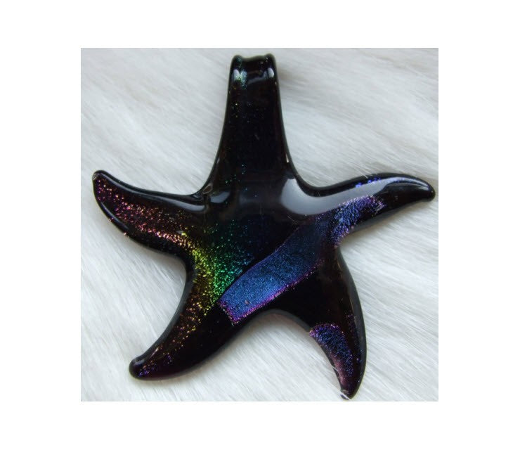 Z-7  Rankų darbo Dichroic stiklinis pakabukas, apie 55mm