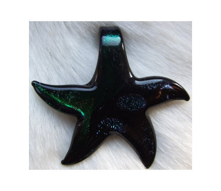 Z-9 Rankų darbo Dichroic stiklinis pakabukas, apie 55mm
