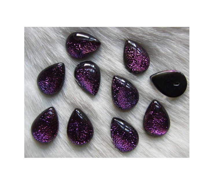 DHE-20084  Rankų darbo Dichroic stikliniai kabošonai, 18x13mm, lašelis