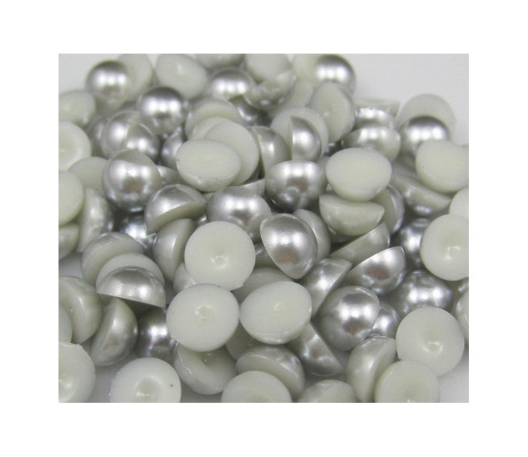 KAB-AKR0004  Akrilinis perliuko kabošonas, 9mm, pilkas