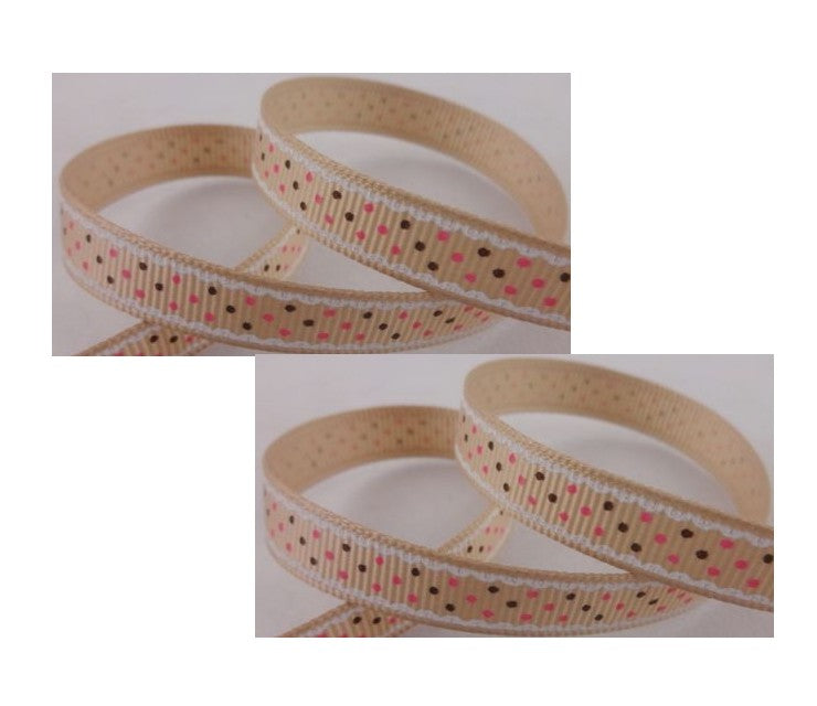 J-TE187 Juostelė,  šv. ruda su taškučiais, 10mm, už 25cm