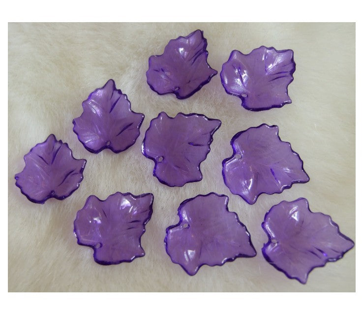 AK-E32  Akrilinis karoliukas " Lapelis" , violetinis, 24mm