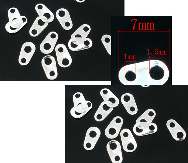 SID-74791 Užbaigimo detalė grandinėlei, virvutei, 7x4mm, sidabruota