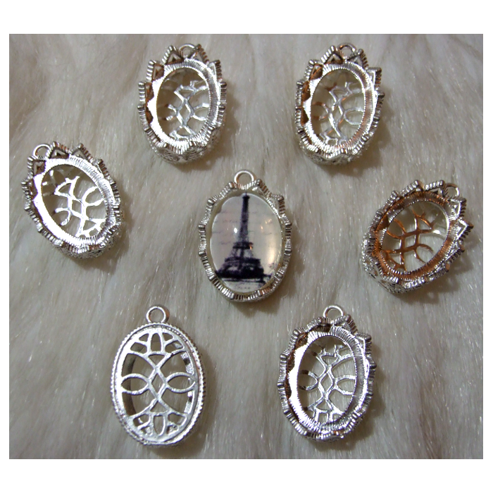 SID-90522 Rėmelis kabašonui apie 18x13mm, sidabro sp.