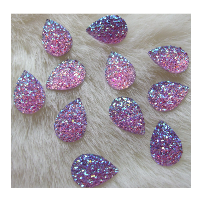 AK-KK1210 Akrilinis kabošonas "Lašas", apie 18x13mm,  ALYVINIS