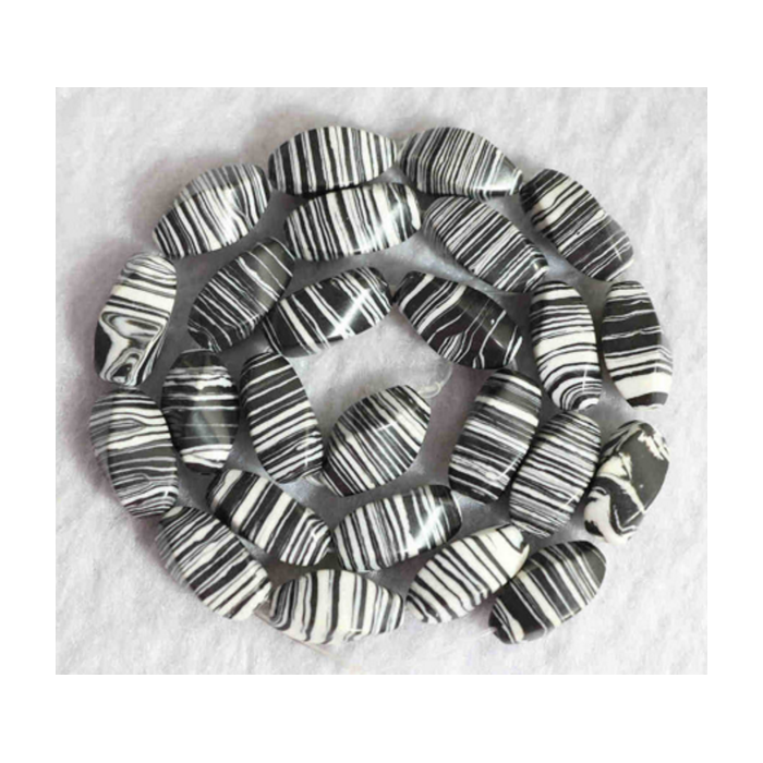 AK-16106 Dažyto turkio karoliukas, juodai-baltas, 16x10mm