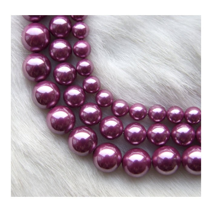 PERL-6953 Kriauklės perliukas 6mm, violetinės spalvos