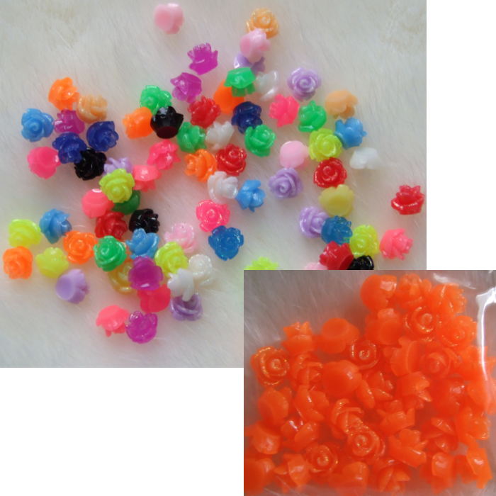 R-GZ6  Akrilinė gėlytė, 7mm, ORANŽINĖ