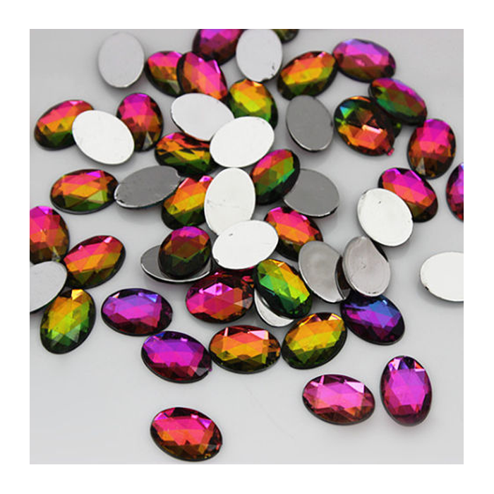 KAB-AK4411  Akrilinis kabošonas, 14x10mm,  ŽALI-ALYVINIAI