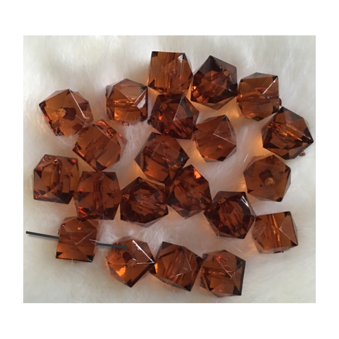 AKR-B16986  Akrilinis karoliukas, 14x12mm., tamsaus GINTARO sp,.