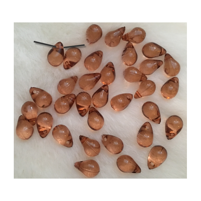 AKR-AD8  Akrilinis karoliukas, "Lašelis", 13x8mm  RUDAS