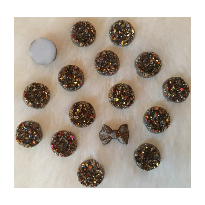 KAB-AK130 Akrilinis kabošonas "Druzy", ruda AB sp., apie 12mm