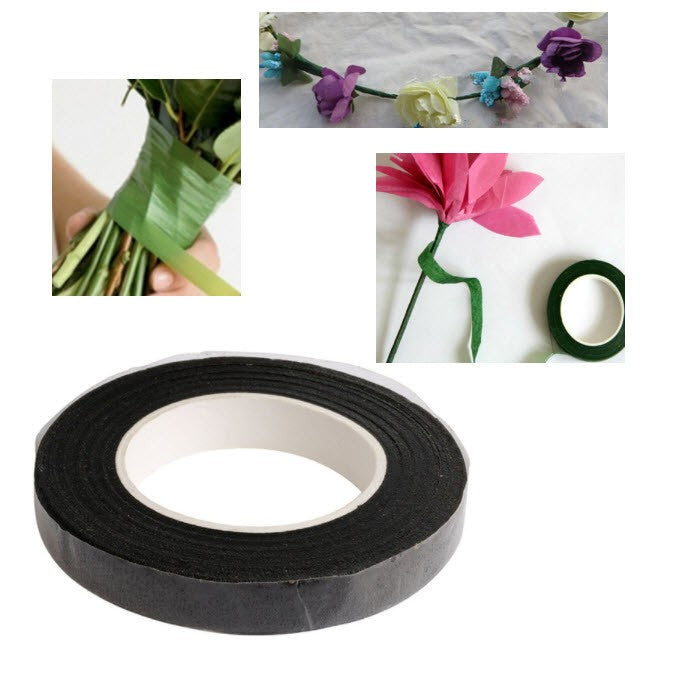 DJ-2020 Lipni floristinė juostelė, 12 mm., apie27metrai, JUODA