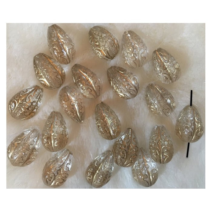 AKR-KS88301  Akrilinis karoliukas, lašelis, 13x19mm,  Skaidriai-aukso, šviesi.