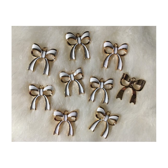AUK-EM791 Emaliuotas pakabukas, Bantukas, 20mm, BALTAS